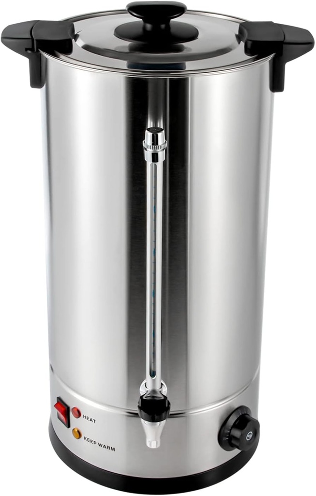 Commercial Coffee Urn Stainless Steel Coffee Dispenser Coffee Maker Quick Brewing Hot Beverage Dispenser Keep Warm Hot Water Urn for Home Party Office, 160 Cups (25L, 1.4KW)