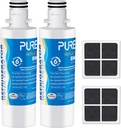 PUREPLUS ADQ747935 Replacement for LG LT1000P MDJ64844601 Kenmore Elite 9980 LT1000, LT1000PC, ADQ74793501 LMXS28626S, LMXS30796S Refrigerator Water and LT120F Air Filter, Model: RWF4700AC, 2Pack
