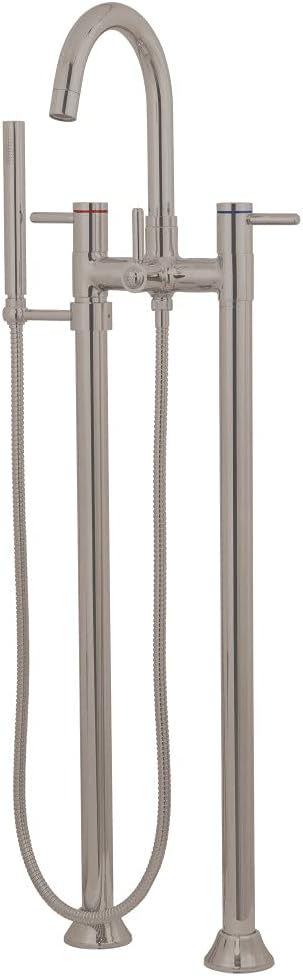 Kingston Brass KS8358DL Concord Floor Mount Tub Filler With Hand Shower, Satin Nickel, 7-1/2 inch in Spout Reach, Satin Nickel