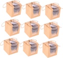 DECHOUS 10pcs Cupcake Packing Boxes Window Sturdy Cake Carrier for Parties Weddings and Bake Food-grade Cardboard Muffin Packaging Convenient and Design