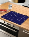 Christmas Countertop Burners Protection Mats for Kitchen, Snowflake Winter Decoration Retro Blue Rubber Stove Top Cover Mat, Heat Proof Mats Cooktop Cover for Counter Dish Drying Mat, 31"x24"