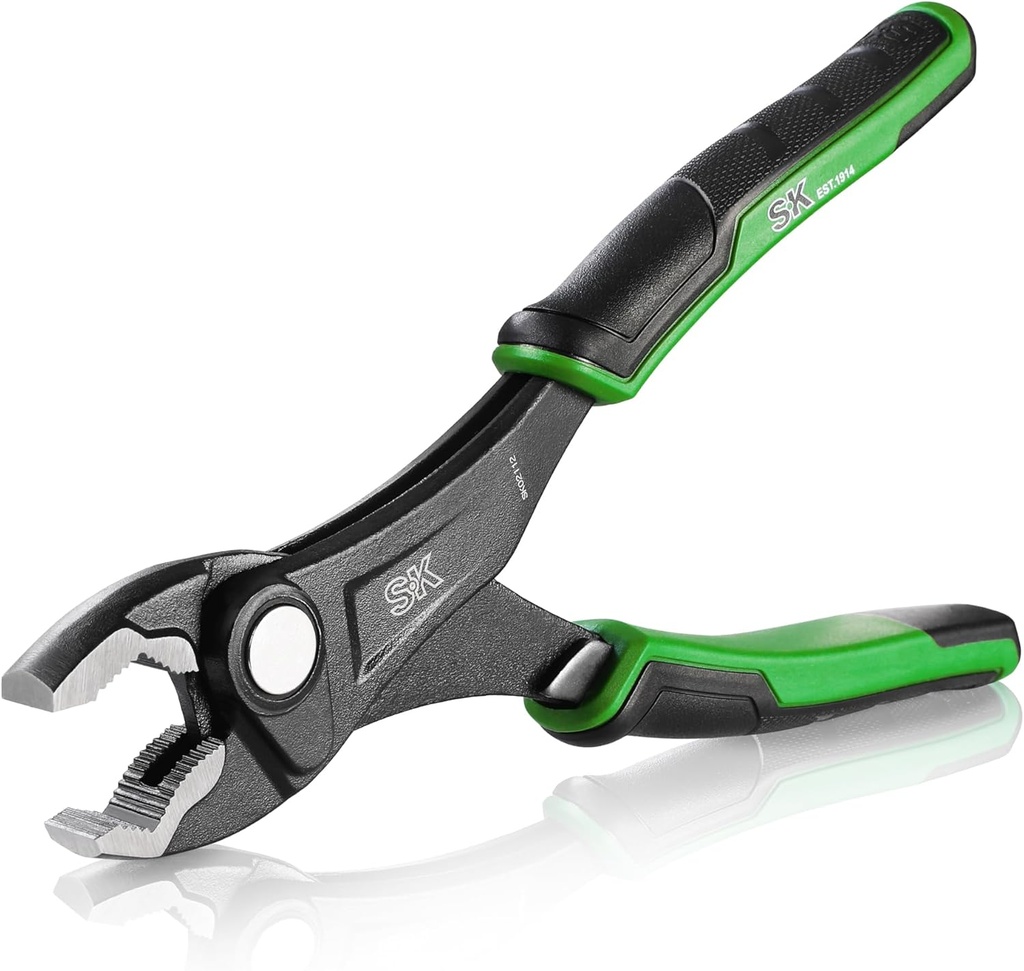 SK 8-Inch Adjustable Slip Joint Pliers, Premium CR-V Construction, SureGrip V-Jaw Design with Comfortable Grips