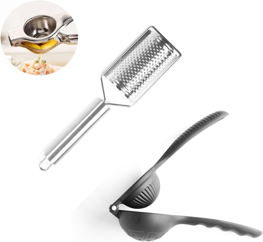 Lemon Squeezer and Lemon User together, Stainless Steel, manual cheese grater - lime squeezer - citrus press - parmesan Cheese - Citrus Press Juicer -Zester Grater - Lemon Lime Squeezer for Kitchen