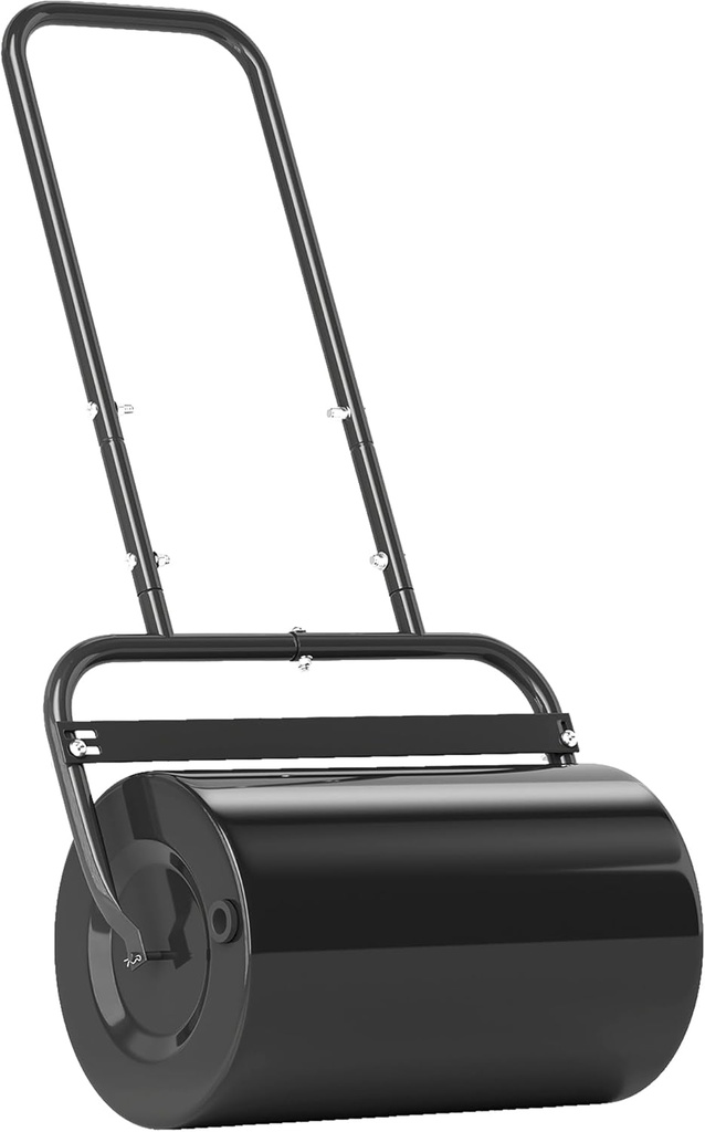 Outsunny 20-Inch Push/Tow Behind Lawn Roller Filled with 10 Gal Water or Sand, Yard Roller for Flattening Sod in The Garden, Black