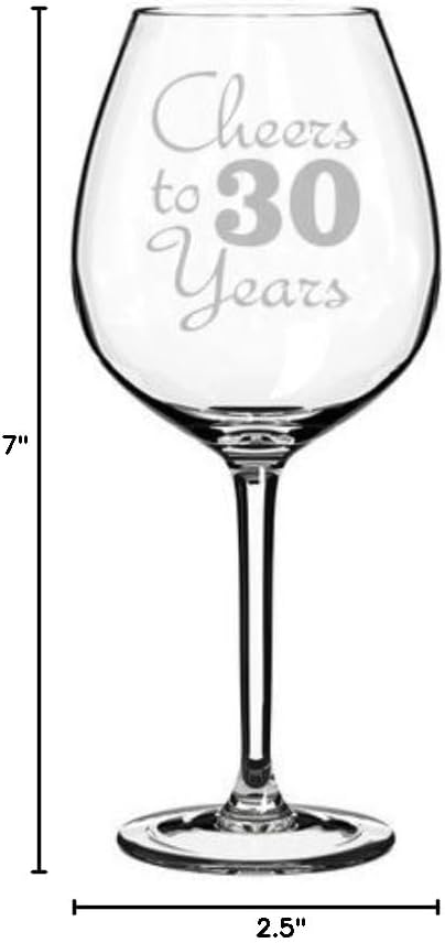 Wine Glass Goblet Cheers To 30 Years Anniversary 30th Birthday (20oz Jumbo)