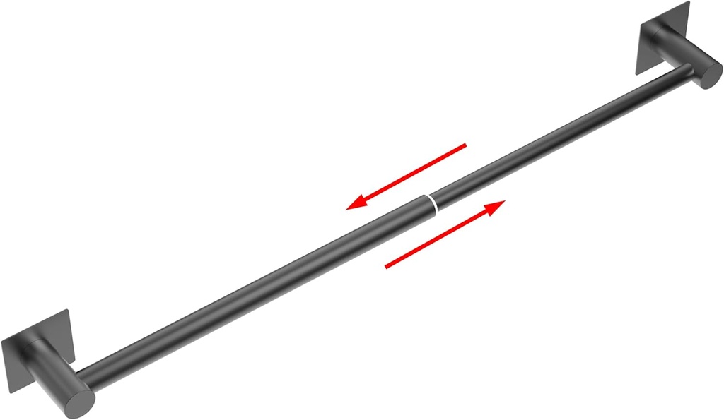 Towel Bar, Adjustable 15inch - 26inch, Self Adhesive for Bathroom Kitchen Hand Towel Rack Holder Cloths Hanger SUS 304 Stainless Steel Organizer Single Bar Matte Black