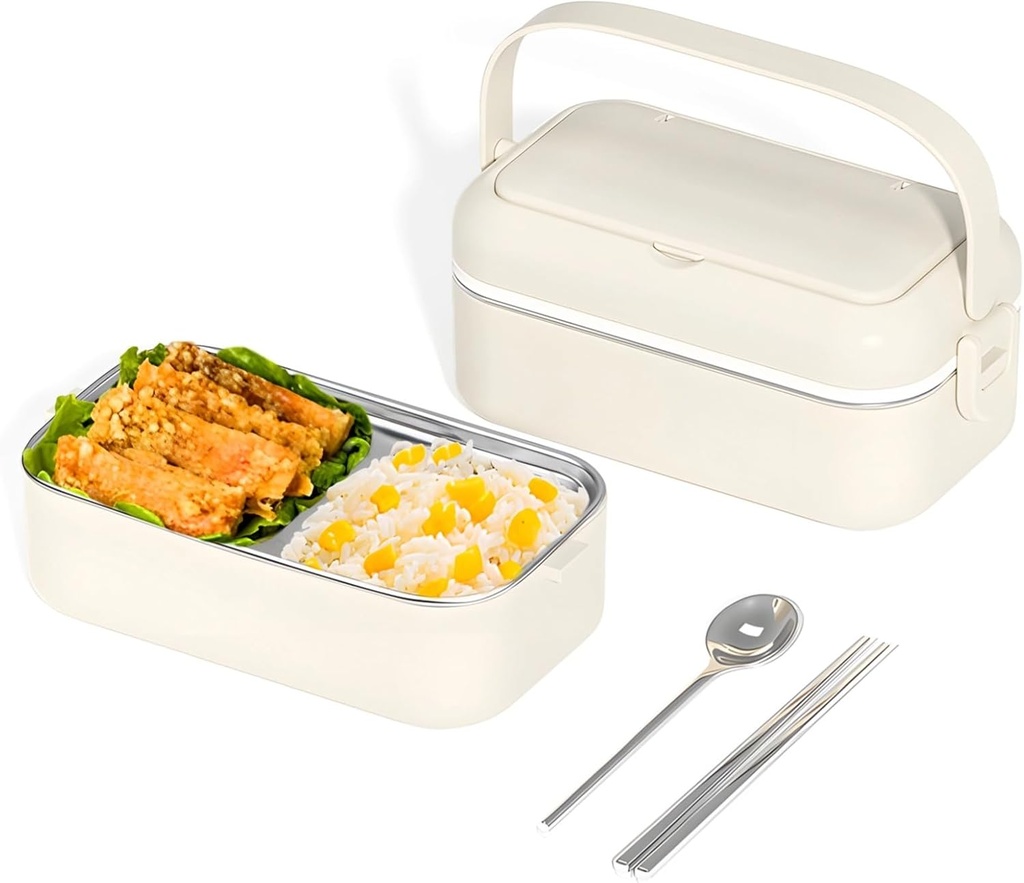Includes Chopsticks And Spoon, Microwave Safe, 304 Stainless, Extra Large Capacity, Stainless Steel Bento Box For School Or Work