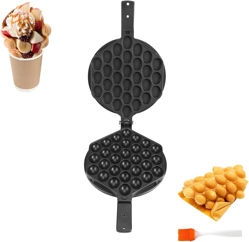 Waffle Maker Egg Bubble Pan, Aluminum Alloy Eggettes Pan Cake Baking Plate for Home Kitchen Use