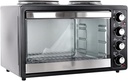 XL Toaster Oven with Broiler and Dual Burners – Compact Countertop Cooker with Independent Oven & Solid Element Burners, Ideal for Small Spaces and Travel