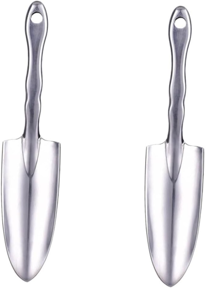 Yardwe 2pcs Garden Planting Digger Tool Aluminum Alloy Shovel for Soil Digging Transplanting and Weeding for Flowers Vegetables and Outdoor Gardening Tasks