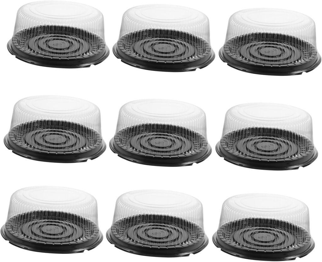 Cabilock 10Pcs Reusable Plastic Cake Boxes Round Bakery Containers for Cake Cupcake Dessert Storage Lightweight and Design for Transporting Treats