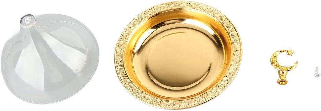 Metal Cake Tray with Clear Dome, Multi Functional Serving Platter and Cake Plate Serving Dish, Round Cookie Tray Veggie Stand Salad Bowl with lid for Kitchen, Cake, Salad, Platter