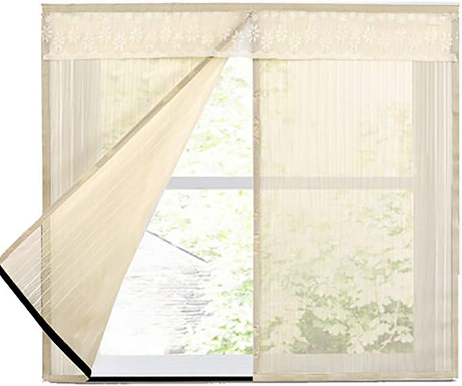 GettyGears Magnetic Window Screen Mesh Curtain with Magnets for Window Door Full Frame Screen Door Net for Windows,No Drilling,Hook & Loop Tape Install 46"x46"Inch Yellow