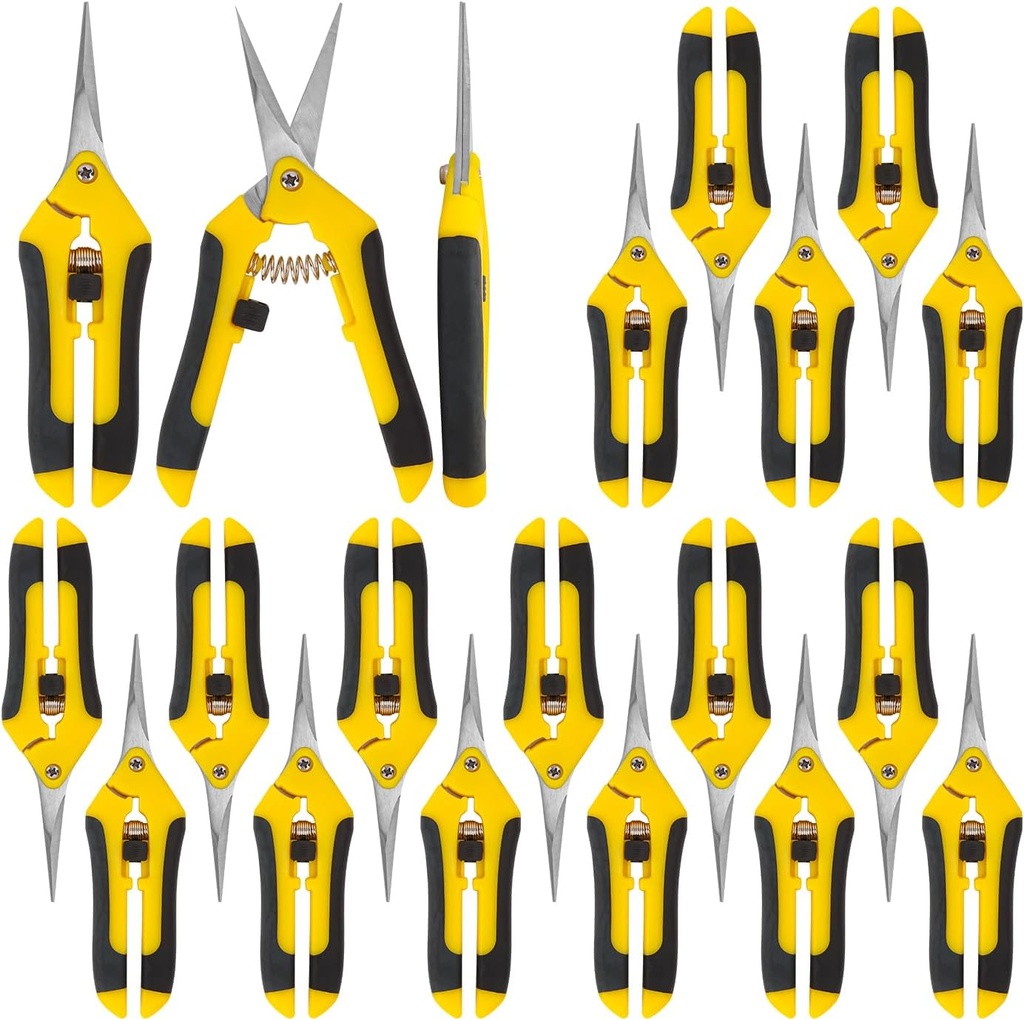 20 Pack 6.5 Inch Garden Pruning Scissors, Hand Pruner with Stainless Steel Blades, Sharp Point Gardening Shears Cutter, Gardening Pruning Shear, Supplies & Accessories(Yellow)
