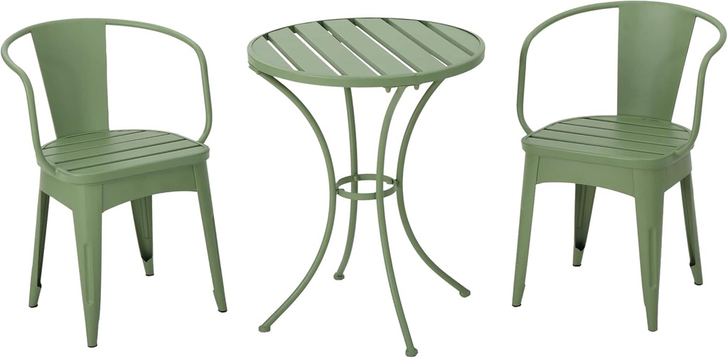 Christopher Knight Home Colmar Outdoor Iron Bistro Set, 3-Pcs Set, Matte Green