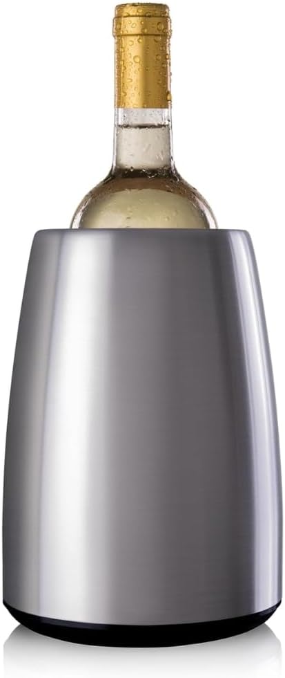 Vacu Vin Elegant Wine Cooler – Stainless Steel – Active Wine Bottle Chiller with Removable Cooling Sleeve – Keeps Wine Cold for Hours – Stylish Insulated Cooler for Tabletop & Gifting