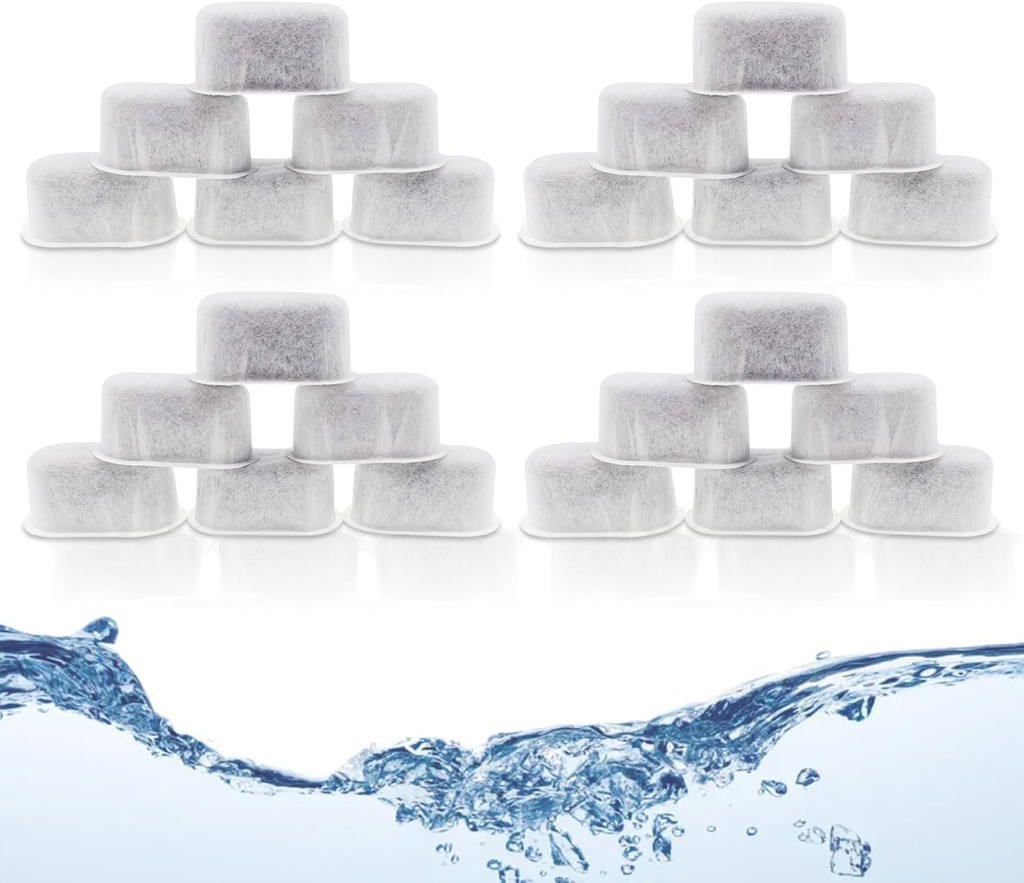 24 Pack Replacement Activated Charcoal Water Filter Cartridges for Beautiful 14-cup Programmable Drip Coffee Maker, Premium Water Filtration Pods Compatible with Drew Barrymore coffee makers