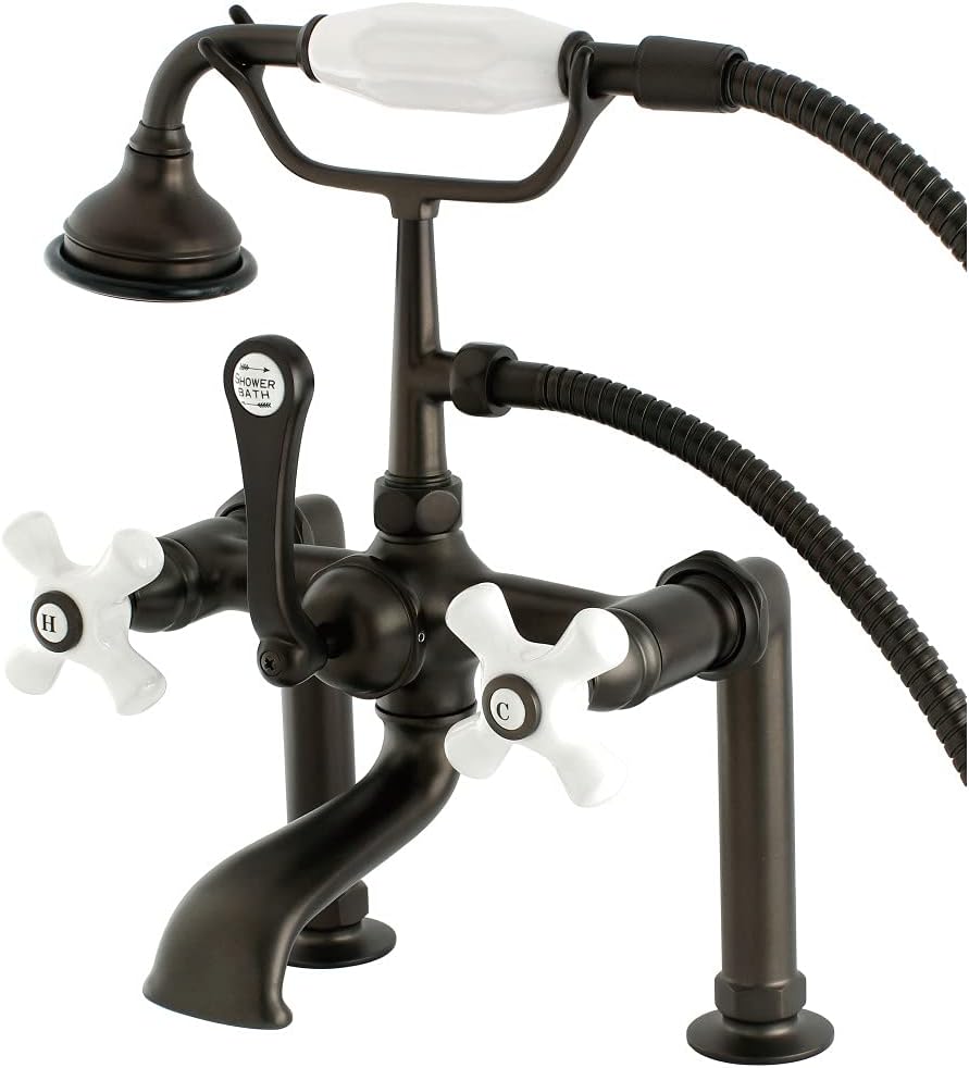 Kingston Brass AE111T5 Auqa Vintage Deck Mount Clawfoot Tub Faucet, Oil Rubbed Bronze