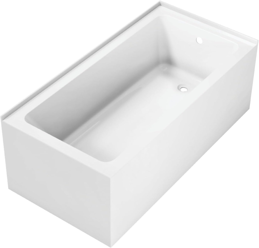 Aqua Eden VTAP6030R22TS 60-Inch Acrylic 2-Wall Corner Alcove Tub with Right Hand Drain, White