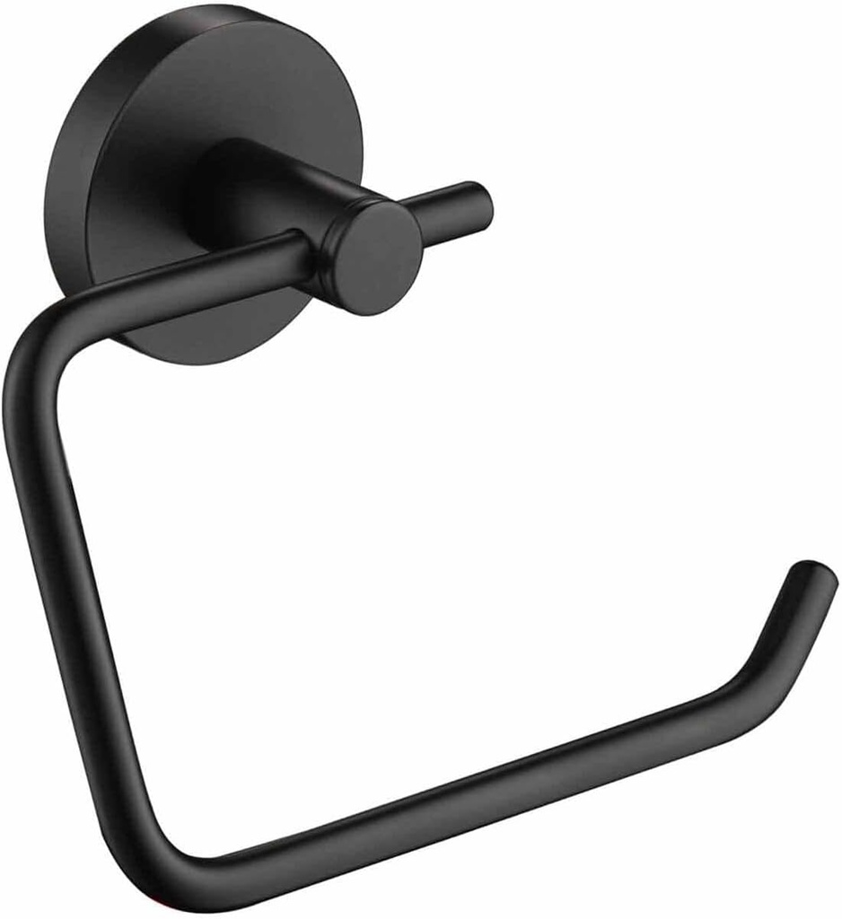 KIBI Circular Single Post Toilet Paper Holder for Bathroom – Matte Black Solid Brass Wall Mounted Toilet Roll Holder – Modern, Durable, Rustproof Toilet Tissue Holder