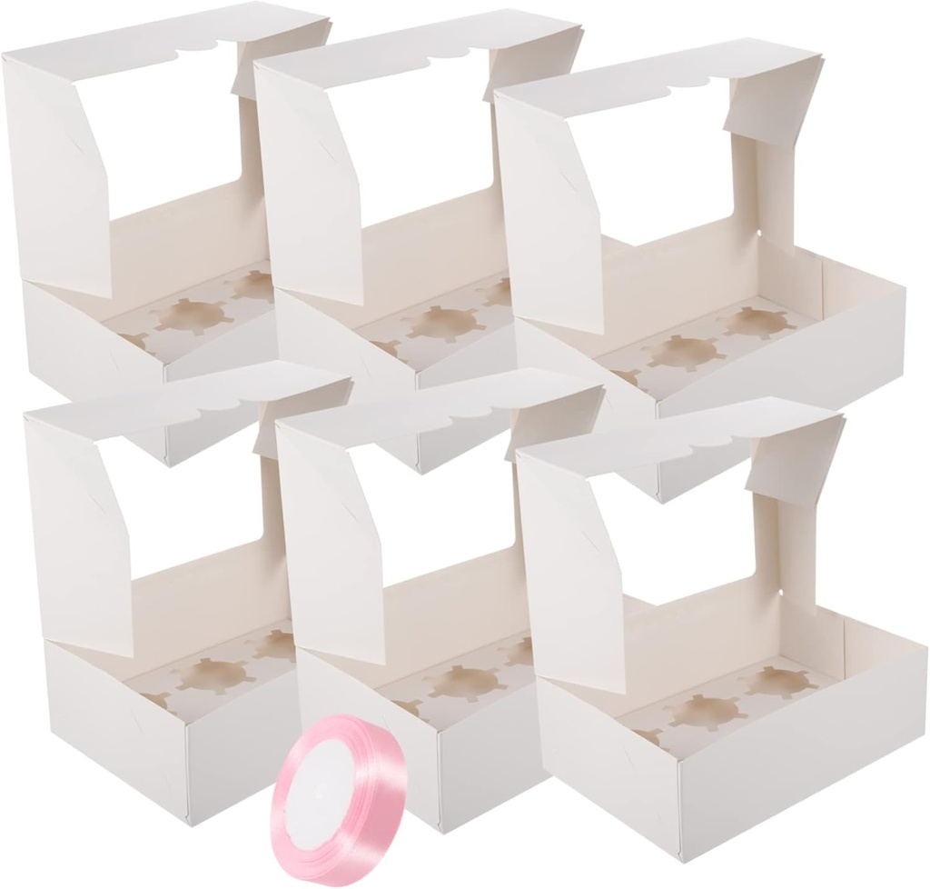 PartyKindom 1set Cupcake Boxes with Transparent Window Food-safe Holders for Muffins Tarts and Desserts for Baking Parties Weddings and Holidays