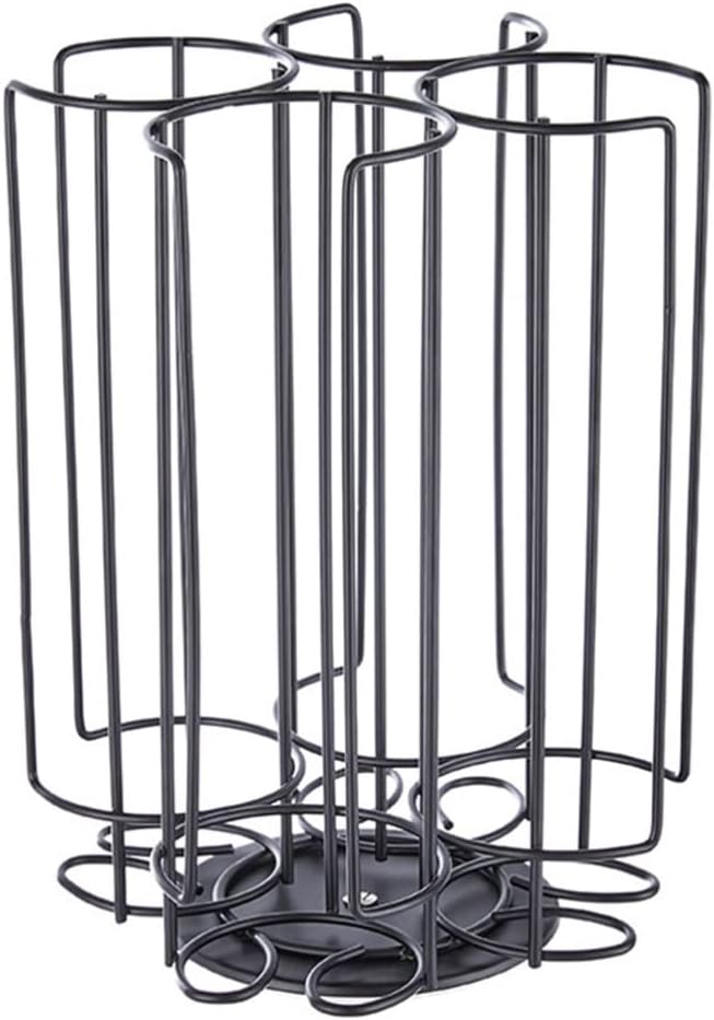 Angoily Coffee Holder for Counter, Large Capacity Rotating Coffee Storage Carousel Holder Organizer for Storage, Black