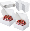 50 Pack 14x14x6 Inch White Cardboard Cake Boxes No Window Standard Disposable Bakery Boxes Paper Pie Containers for Displaying Cakes Pastry Bread Desserts