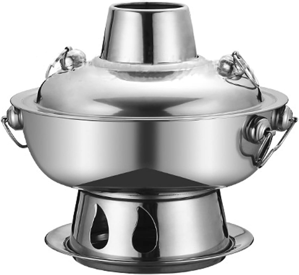 Traditional Chinese Copper Hot Pot,Vintage Shabu Pot,Charcoal Vintage Copper Shabu Shabu Pot, Stainless Steel Chinese Shabu Hot Pot Cooker Traditional Stew Pot Soup Pot Cookware for Home Party Family(