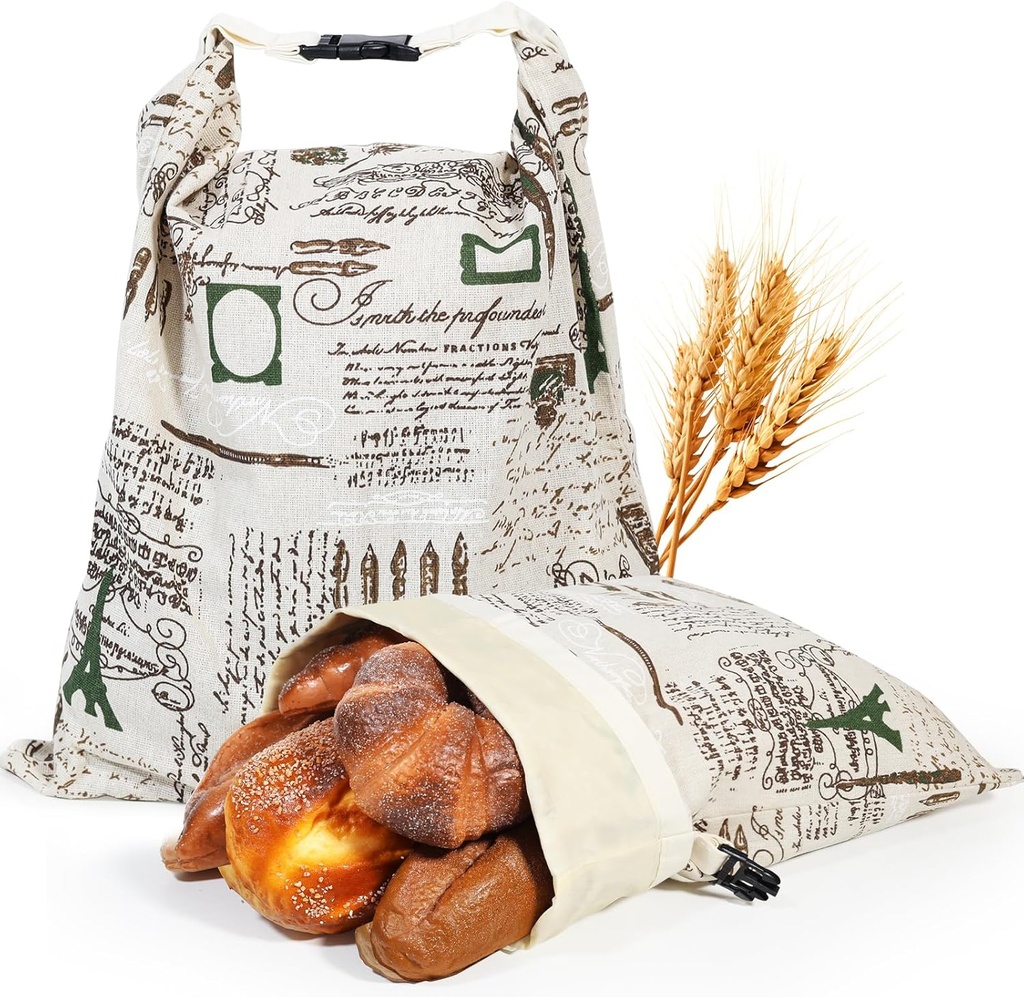 CHENGLIN Beeswax Cotton Bread Bags - Large Reusable Sourdough Storage Bags for Homemade Bread, Baguette & Loaf – Eco-Friendly, Washable, Breathable