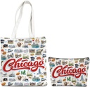 Women's Canvas Tote & Makeup Bag Set - Stylish Travel Gift with City-Inspired Designs (Italy, Paris, NewYork & More)