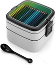 Pencils of Bento Box with Spoon, 2-layer Stackable Lunch Box Leak Proof with Invisible Handle, Insulated Food Storage for Office, Picnic & Travel