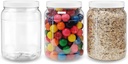 ljdeals 1/2 Gallon 64 oz Clear Plastic Jars with Lids, Large Jars, Wide Mouth Storage Containers, Pack of 3, BPA Free, Food Safe, made in USA