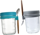 Healifty 2sets Overnight Oats Cups Leakproof Glass Reusable Mason Jars for Cereal Yogurt