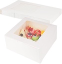12 Piece Cardboard White Cake Boxex | 14 x 14 x 6 Inch | Large Bakery Boxes | Disposable Cake Containers | with Window | White Boxes