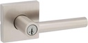 Kwikset 740MILSQT-S Milan Single Cylinder Keyed Entry Door Lever Set with Square Rose - Satin Nickel