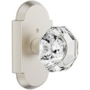 Satin Nickel Crystal Interior Door Knob, Privacy Glass Door Knobs for Bedroom and Bathroom, Octagonal Clear Crystal Door Knob