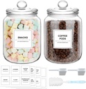 2 Pack Half Gallon Glass Jars with Lids, Large Glass Cookie Jars, 1/2 Gallon Apothecary Canisters for Kitchen, Pantry, Laundry Room