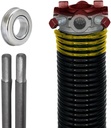 Garage Door Torsion Spring (250 x 1.75 x 33) | 1" Steel Bearing + Pair of Winding Bars | Right Hand Wound Replacement (Left Side) (Cone Color: Red)