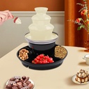 Chocolate Electric Fondue Pot Set, 3-Tier MINI Chocolate Fountain with Fruit Plate and 6PCS Fondue Fork, Stainless Steel for Chocolate Candy Butter Cheese
