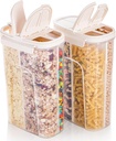 ZENFUN 2 Packs Airtight Pasta Containers, 108 FL OZ Plastic Storage Jars Canisters with 4 Compartments, Cereal Spaghetti Container Storage for Pantry, Grain, Noodles, Beans