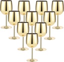 Irenare Set of 12 Stainless Steel Wine Glasses Gold 12 oz Metal Wine Goblets Unbreakable Portable Stemmed Wines Glasses for Wedding Anniversary Party Travel Camping Outdoor Picnics