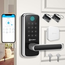 Smart Door Lock with WiFi Gateway, Keyless Entry Door Lock with Handle - Smart Locks for Front Door with Keypad - Fingerprint Locks with App Control - Auto Lock