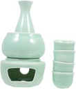 LIFKOME Sake Serving Set Ceramic Warmer and Cups Japanese Sake Container 4-Piece for Entertaining for Home and Parties