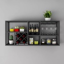 Floating Wine Rack Wall Mounted with Stemware Hanger Metal Wine Bottle Holder and Home Bar Shelves for Kitchen or Wine Cellar Storage.