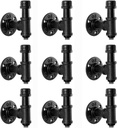 Bathroom Towel Hooks for Hanging 9 Pack Vintage Industrial Pipe Towel Holder Black Wall Mounted Hook Decorative for Farmhouse Bathroom Kitchen (Mounting Hardware Included) (9, Black)
