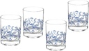 Portmeirion Spode Blue Italian Double Old-Fashioned Glass Tumblers, Set of 4-14oz Short Cocktail Glasses with Scenic Rim Detailing & Heritage Border - Ideal for Whiskey, Spirits, Iced Beverages