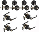 Dynasty Hardware CP-VAI-12P, Vail Front Door Entry Lever Lockset and Single Cylinder Deadbolt Combination Set, Aged Oil Rubbed Bronze (4 Pack) Keyed A