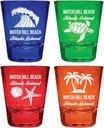 R and R Imports Watch Hill Beach Rhode Island Souvenir 4-Pack Multicolor Engraved Round Shot Glasses Beach Set