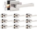 knobelite 10 Pack Passage Door Handle,Keyless Stain Nickel Interior Door Knob,Heavy Duty Door Lever Hardware for Hallway,Office,Reversible for Left & Right