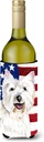 Caroline's Treasures SC9008LITERK USA American Flag with Westie Wine Bottle Hugger Bottle Cooler Sleeve Hugger Machine Washable Collapsible Insulator Beverage Insulated Holder